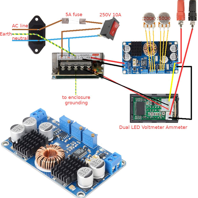 [AUSTRALIA] - Youmile LTC3780 Boost Converter DC 5V-32V to 1V-30V 10A Constant Voltage Current Automatic Converter Step-Up Down Controller Charging Module with Cable 