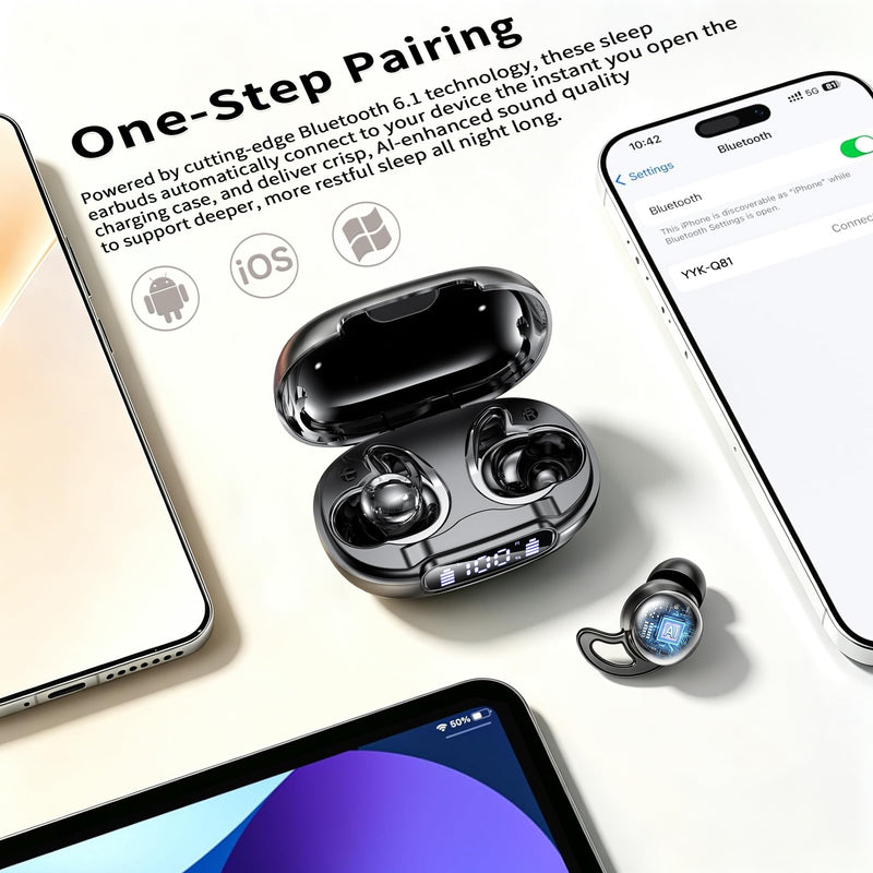 Sleep Earbuds for Side Sleepers, Bluetooth 6.1 Noise-Cancelling Sleepbuds | Sleep Headphones 90H Playtime,Invisible Mini Tiny Low Profile Earbuds for Sleep,Small Ear Canals White Noise Sleeping Earbuds carbon fiber black
