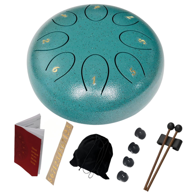 REGIS Steel Tongue Drum 6 inch 8 Notes Musical Percussion Instrument, rain Drum for Outside - Musician Gift for Family and Friends(malachite) malachite