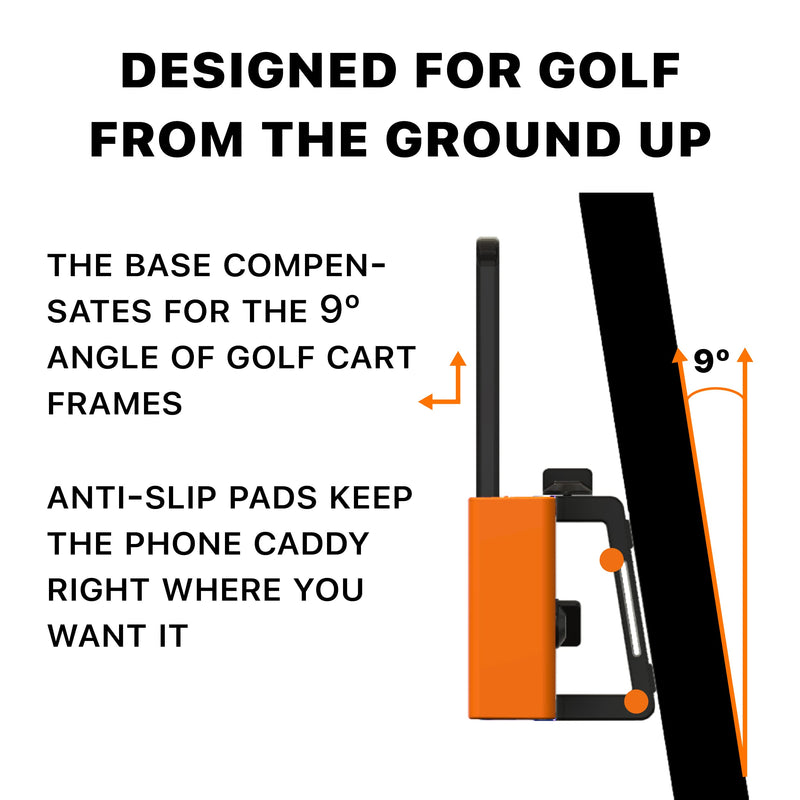 DESERT FOX GOLF Phone Caddy and Cigar Holder - Adjustable Cart Mount With Secure Clip - Hands-Free GPS & App Access - Fits All Phones (Black) Black