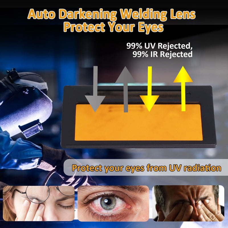 [AUSTRALIA] - Auto Darkening Welding Lens 2"x4 1/4"x0.2" Shade 10, Solar Energy True Color Blue Welding Lens, Gold Welding Lens Replacement for Standard Welding Hoods and Welding Helmets 