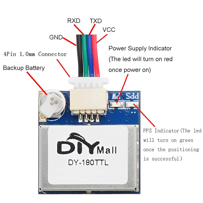[AUSTRALIA] - DY-180TTL GPS Receiver Module Dual Glonass GPS Navigation Module TTL Level 9600bps with GPS Antenna for Arduino FPV Aircraft,Replace BN-180 GPS DY-180 