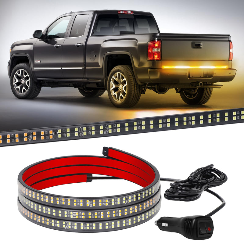 [AUSTRALIA] - XRIDONSEN 60 inch Truck Strobe Lights Strip 360 LED Amber White Rear Window Tailgate Emergency Lights Flashing Warning Hazard Safety for Tow Plow Trucks Construction Vehicles Pickup Amber/White 