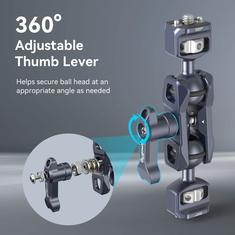 SMALLRIG Camera Magic Arm, Flexible Articulating Arm with 1/4” Screws, Field Monitor Mount with Dual Ballhead, Aluminum Standard