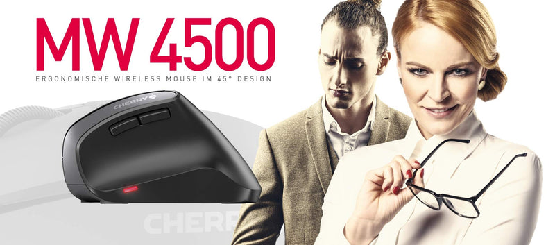 CHERRY MW4500 Wireless Vertical Ergonomic Optical Mouse, up to 1200 DPI, 6 Buttons and Scroll Wheel For Laptop, PC, Desktop or Mac. Right Handed.