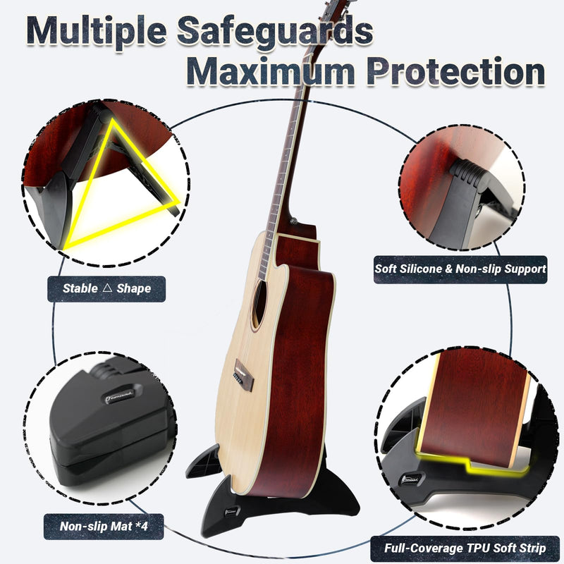 Guitar Stand, Foldable Guitar Stand with Adjustable 2-Width, Sturdy Electric Guitar Stand, Portable Acoustic Guitar Stand Compatible with Guitar, Bass, Ukulele, Banjo, Guitar Accessories Gift