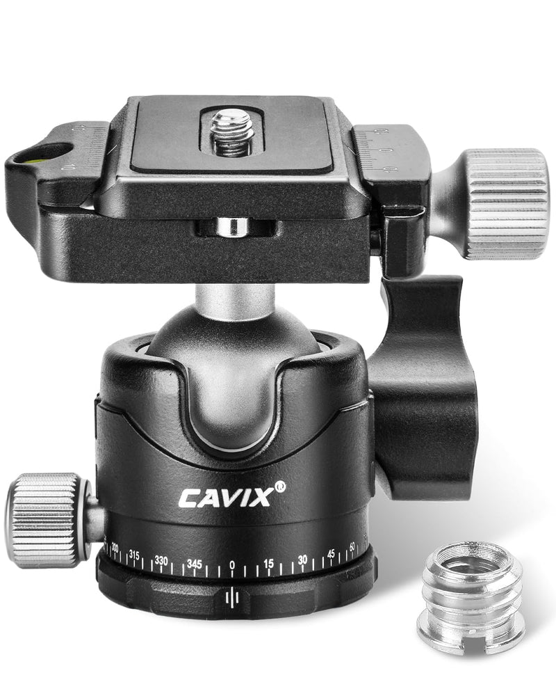 Low Profile Ball Head, CAVIX H-29S Camera Tripod Head Metal Ball Head with Arca Swiss Quick Release Plate Bubble Level Load Capacity 22 Lbs/10kg… Ball Dia. 29mm