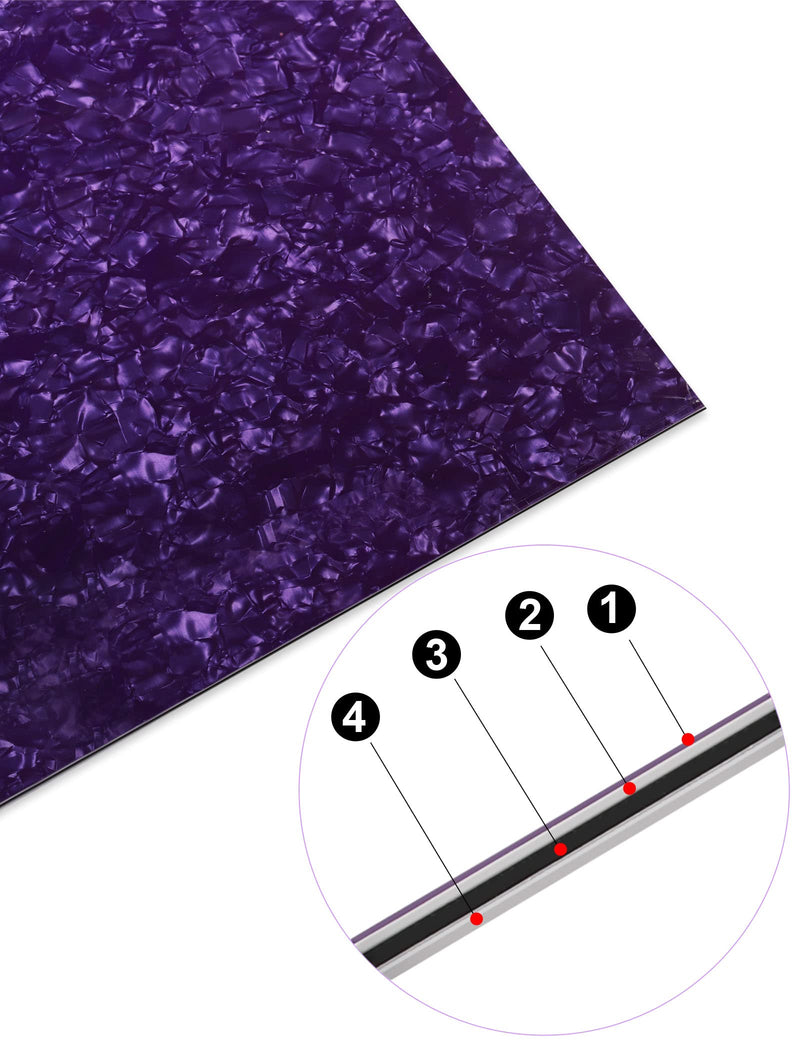 [AUSTRALIA] - Mr.Power 11.6 x 17 Inch DIY Blank Guitar Bass Pickguard Material Scratch Plate Sheet Backplate for Strat Tele Fender Guitar Jazz P Bass Custom (4Ply Purple Pearl) 4Ply Purple Pearl 