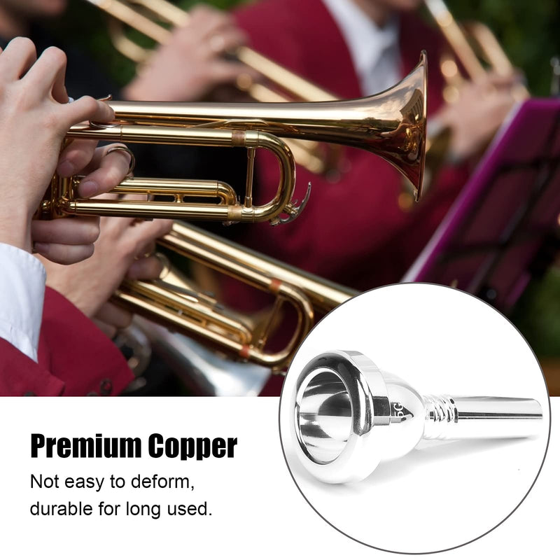 Tenor Trombone Mouthpiece, Trombone Mouthpiece Large Shank Trombone Mouthpiece Accessory 5G Trombone Mouthpiece for Amateurs for Professional Players(Silver)