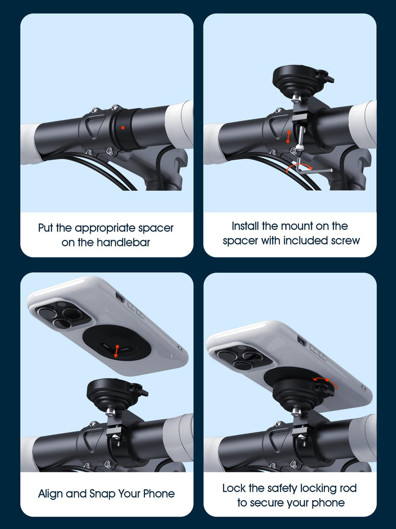 Series Q [ Quad ] Bike/Motorcycle Handlebar Phone Mount + Silicone Adapter