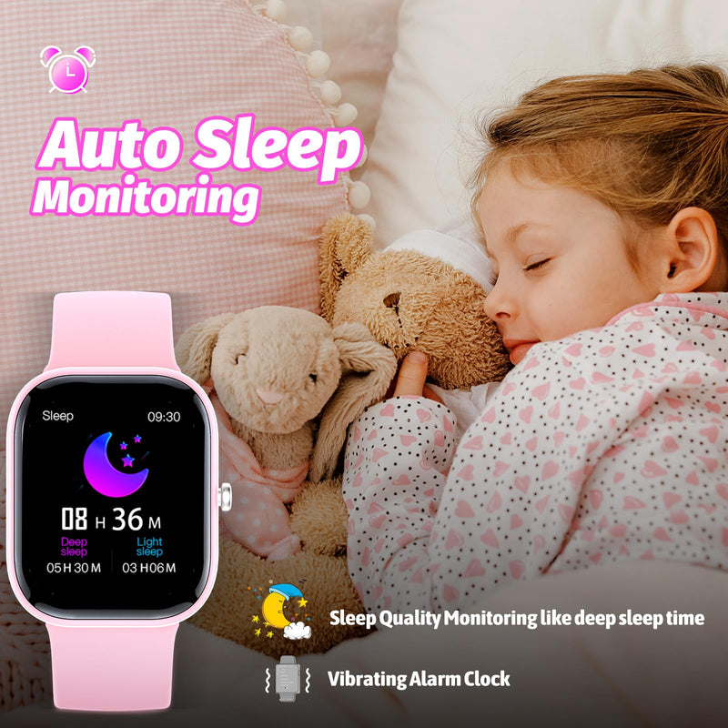 Nyonio Kids Watch with Fitness Tracker No Phone/APP Needed,19 Sport Mode,1.5" DIY Dial,IP68 Waterproof,Sleep Monitor,Pedometers,Heart Rate,Great Birthday Gift for Boys Girls Teens 6-14 (Pink) Pink