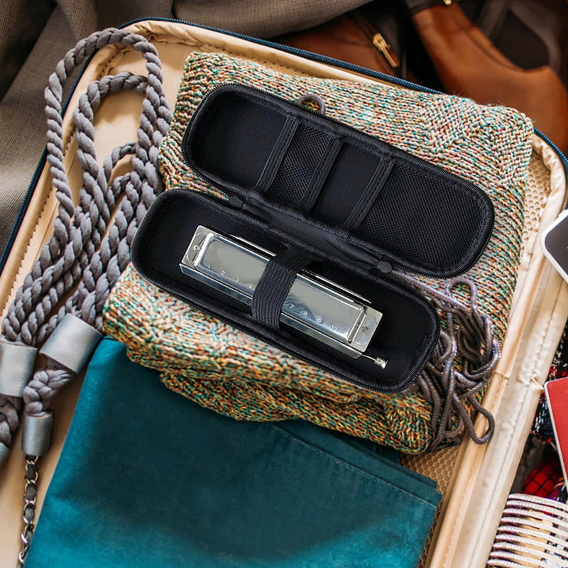 [AUSTRALIA] - Single Harmonica Case Storage Bag: Harmonica Carrying Case Hard Shell Zipper Pouch Musical Instrument Accessories 