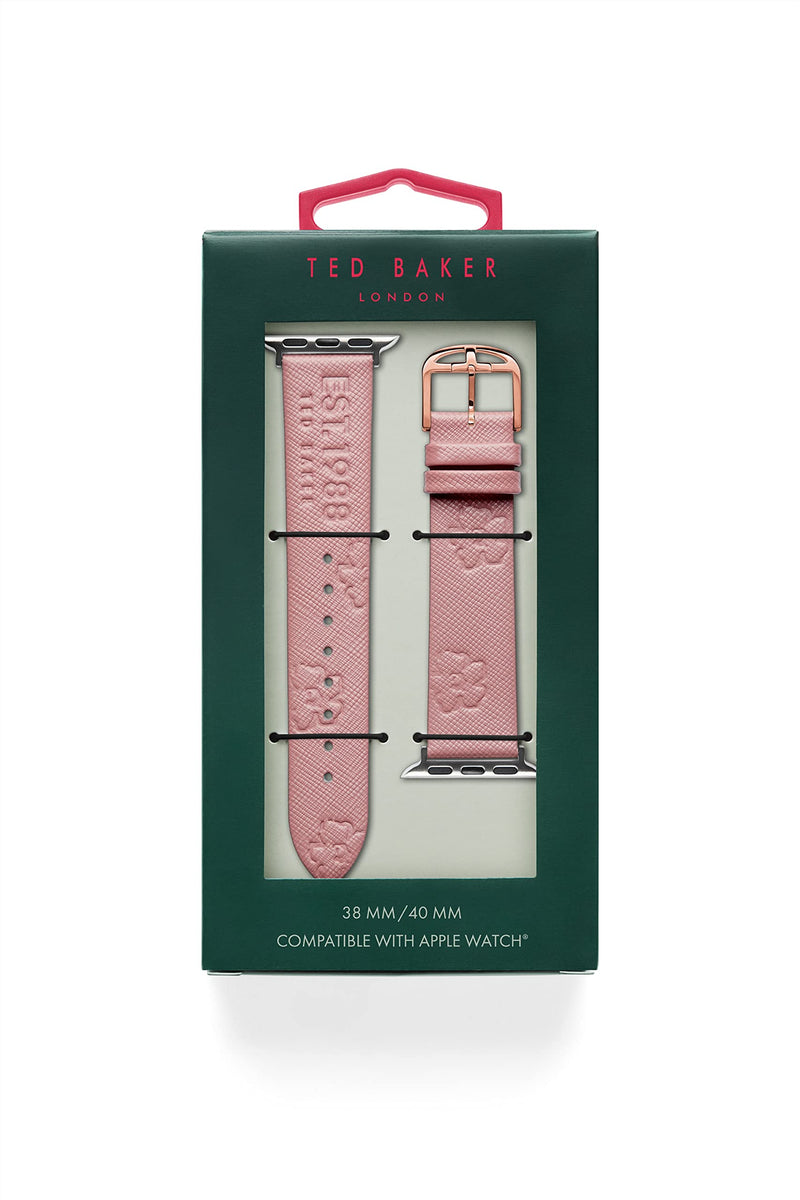 Ted Baker Pink Saffiano Leather Strap Logo & Magnolias for Apple Watch® (Model: BKS38S207B0)