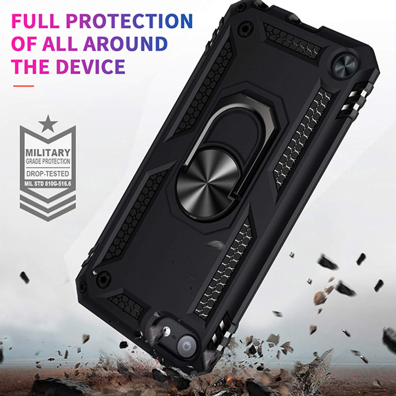 ULAK Compatible with iPod Touch 7 Case/iPod Touch 6 Case with 2 HD Screen Protectors, Hybrid Rugged Shockproof Cover with Built-in Kickstand for iPod Touch 7th/6th/5th Generation (Black) Black