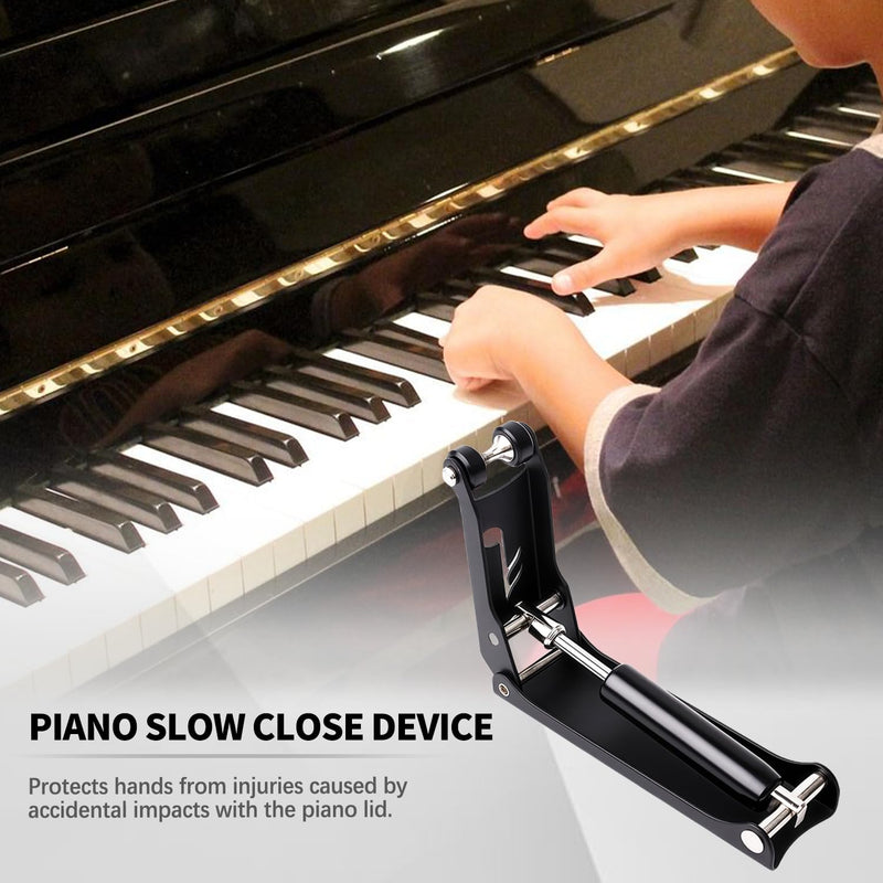1pcs Piano Slow Close Device – Hydraulic Fallboard Decelerator for Upright Pianos Key Cover Soft Close Lid Protector with Dual Silent Wheels, Anti-Pinch, Durable Aluminum Alloy