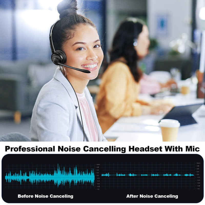 [AUSTRALIA] - Voistek USB Headset with Microphone,Wired On Ear Computer Headphones with Noise Cancelling Microphone for Laptop PC,in-line Control for Work, Office, Teams, Zoom, Skype, Online Class Dual Ear 