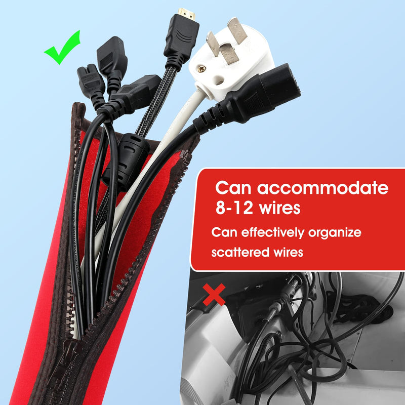 Red 60'' Neoprene Trolling Motor Cable Sleeve, Cable Organizer | Made of Neoprene Trolling Motor Sleeve Great for Cover Cables and Extension Cords, Organized Cable Management and Protect Red