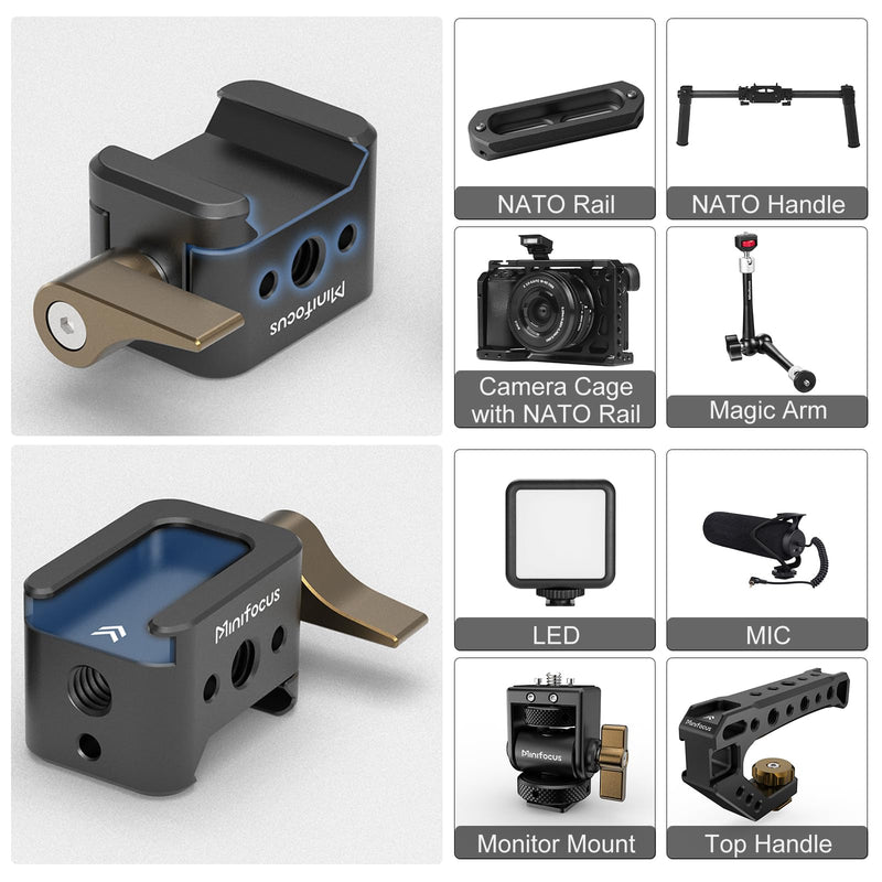 [AUSTRALIA] - NATO Clamp to Cold Shoe Adapter, Aluminum Alloy Quick Release Rail Lock With 1/4" Threaded ARRI Locating Hole for DJI RS 3 Flash Light Microphone Camera Cage Magic Arm V3505 