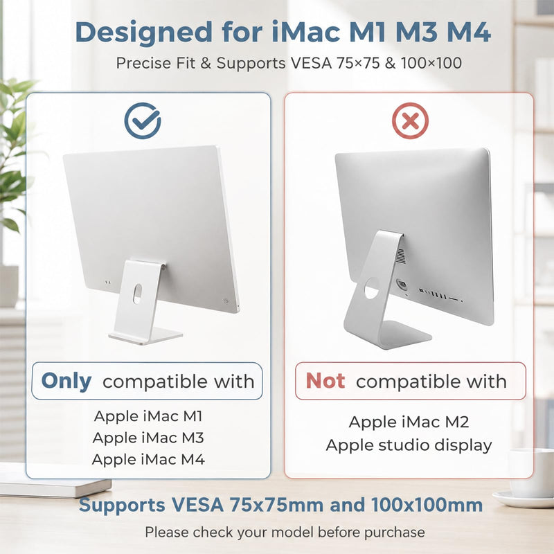 VESA Mount Adapter Kit Only for iMac 24 Inch M1/M3/M4, White Metal Adapter Plate Converts to 75x75 or 100x100 VESA Mounting Pattern, Mounting Hardware Included