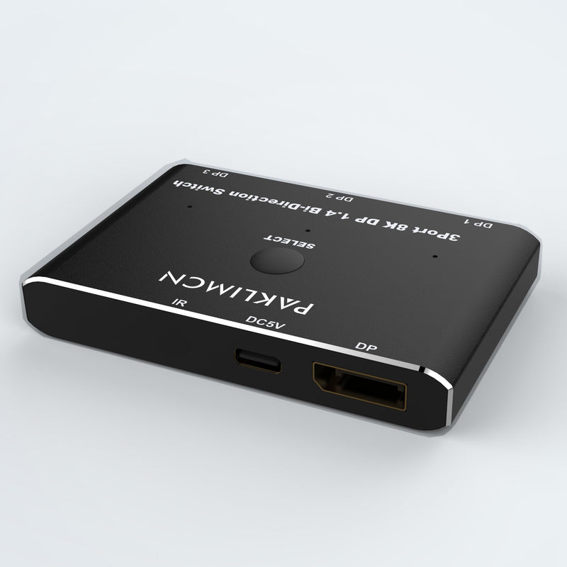 DisplayPort Switch 8K60Hz Display Port 1.4 switcher Box DP 4K@144Hz Bi-Directional 3in1out Switcher, 1 in 3 Out for Switching Video Signals Between Two Screens for one Computer (3 in 1) 3 IN 1