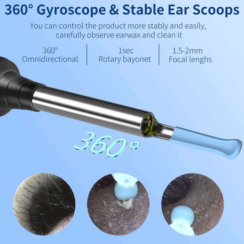[AUSTRALIA] - Earwax Remover Otoscope, VITCOCO WiFi Ear Cleaner Camera 5MP HD Ear Camera IP67 Waterproof Ear Mirror 3.5 mm Lens Ear Endoscope with 6 LEDs for iPhone, iPad and Android Smartphones (Black) Black 