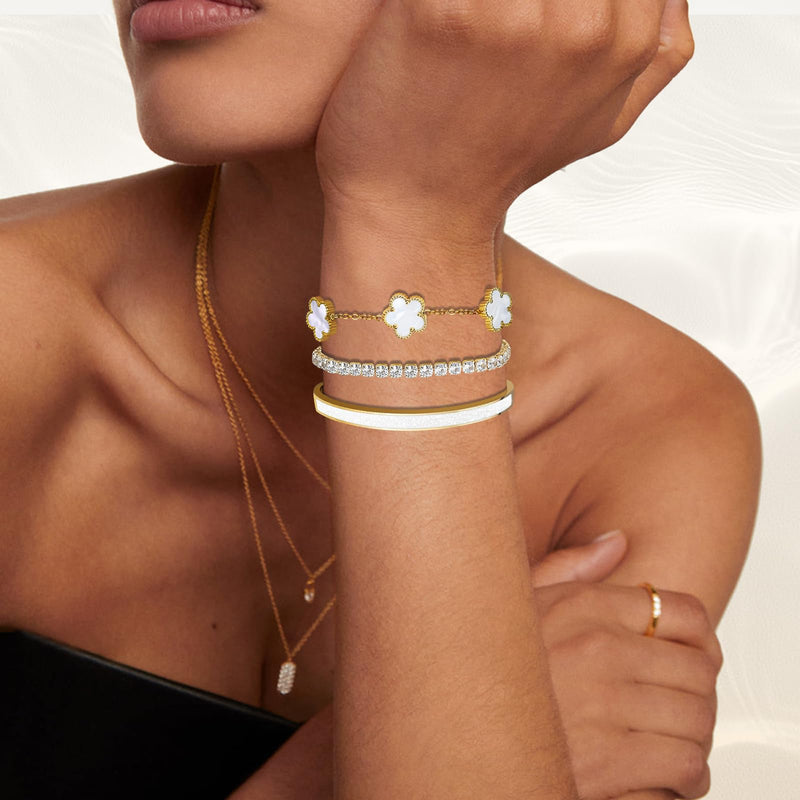 MOINSPIRE 18K Gold Bracelets Set for Women and Slim Band and 3Pcs Diamond Jewelry Set Bundle Compatible with Apple Watch 38mm 40mm 41mm 42mm 44mm 46mm 45mm 49mm for iWatch Series 11/10/9/8/7/6/5/4/3/