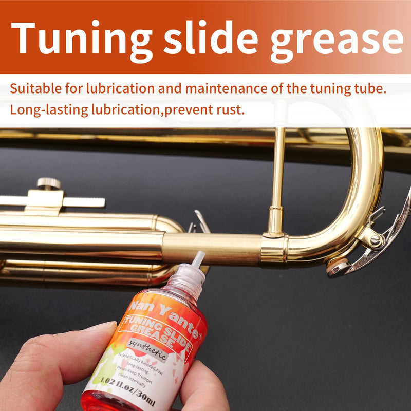 Trumpet Cleaning Kit clean your Trumpet: contains Valve Oil, Tuning Slide Grease, Cleaning Cloth, Valve/Mouthpiece/Flexible brush, etc. -essential for professionals/students/enthusiasts