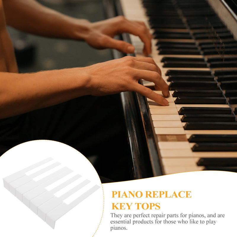 52Pcs Acrylic Piano Keytops Replacement Set for Upright Piano Professional Repair Tools for Key Restoration and Maintenance White 15.8X2.3X1.2CM
