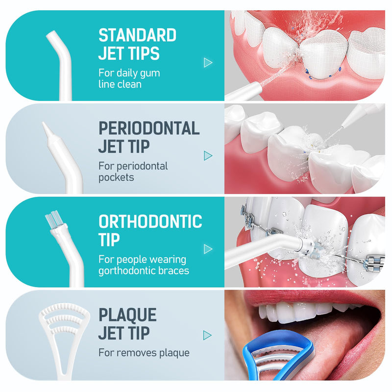 morpilot Portable Cordless Professional 3 Modes Oral Irrigator with 5 Nozzles 1 Tongue Cleaner IPX7 Waterproof Teeth Cleaning 300ml for Travel Home Use