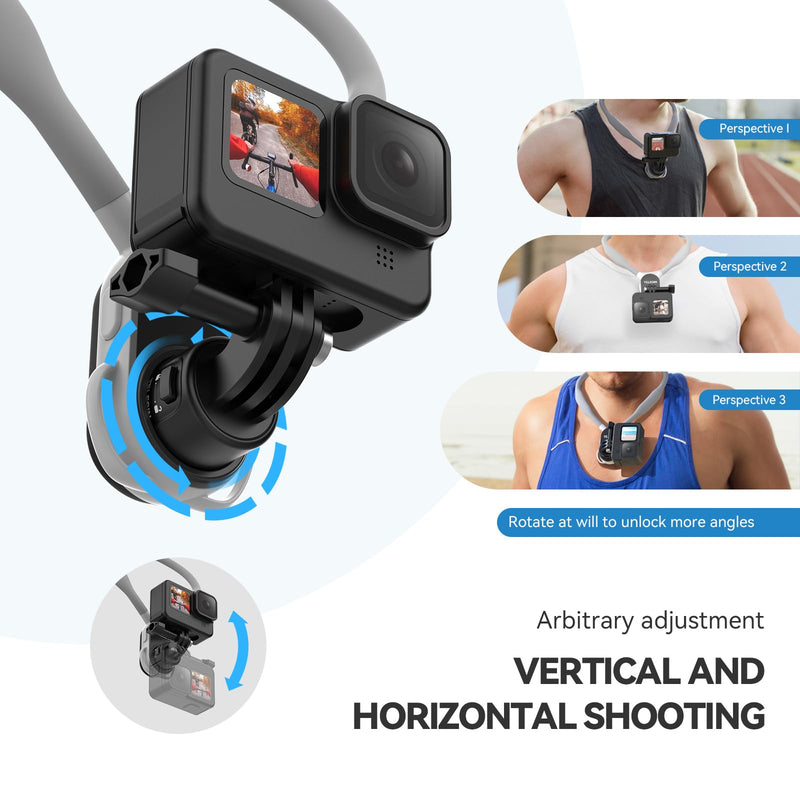 TELESIN S2 Plus Quick Release Magnetic Neck Mount with Fixing Chest Strap, Necklace Lanyard Holder for GoPro Max 12 11 10 9 8 7 6 Insta360 X3 X4 GO3 Ace Pro DJI Action 3 4 Osmo Pocket 3 Accessories 23.62" Collar