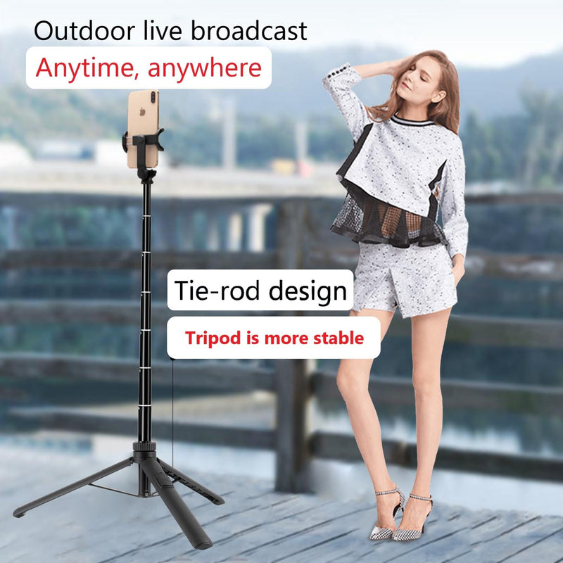 66" Selfie Stick Tripod for Cell Phone & Camera, All in 1 Expandable Phone Tripod with Remote Control and Rotate Phone Holder, Portable Tripod for iPhone/Goproo and Cameras.(black) black