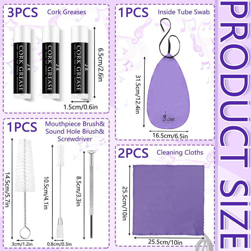 [AUSTRALIA] - 23 Pcs Clarinet Cleaning Kit Clarinet Accessories All in One Clarinet Cleaner Kit with Maintenance Kit Clarinet Swab Clarinet Reeds Cork Grease Thumb Rest for Clarinet Wind Instrument (Purple) Purple 