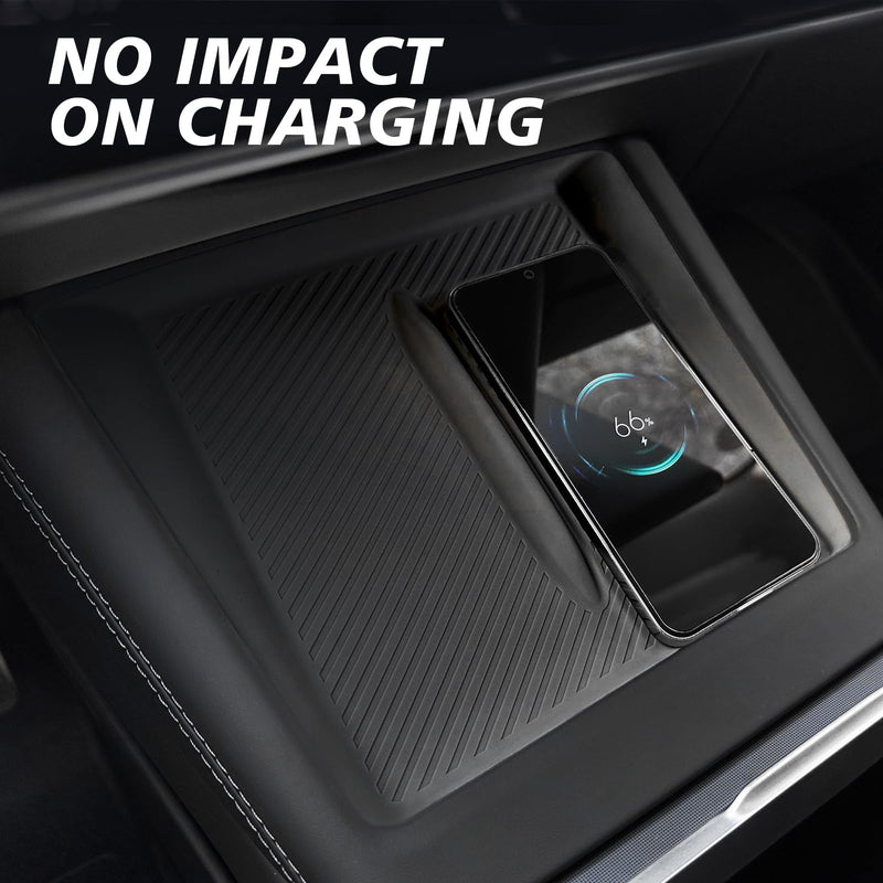 BestEvMod for Refreshed Model 3 Highland Center Console Phone Charge Area Silicone Mat Non Slip Silicone Pad Compatible with 2024 Refreshed Tesla Model 3 Highland Accessories (Black) Black