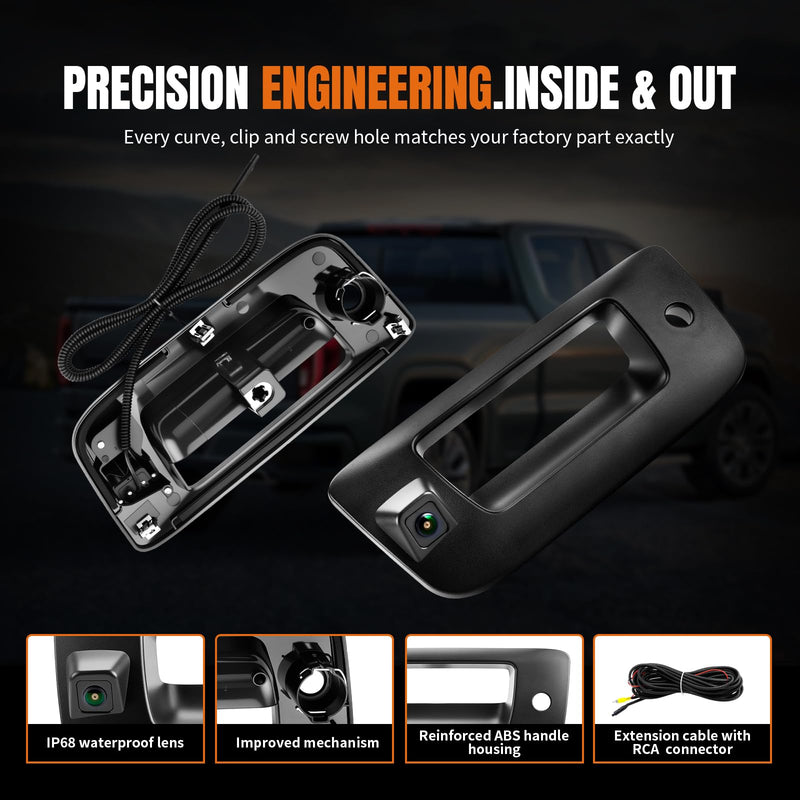 LCWRGS Tailgate Handle Backup Camera for Chevy Silverado & GMC Sierra | 2007-2014 Night Vision Wide-angle Waterproof Rear View Camera Tail gate Handle Key Hole OE# 22755305