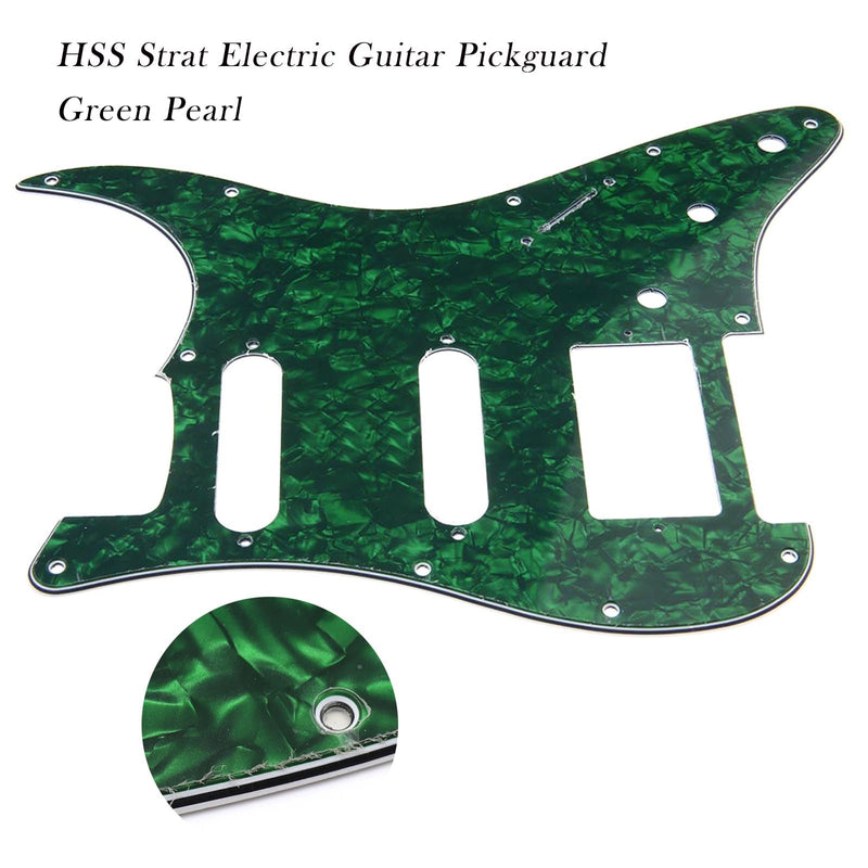 3ply 11 Hole ST/Strat Style Pickguard HSS Pick Guard for USA/Mexico Stratocaster/Strat vintage Style Guitar Parts (Green Pearl) Green Pearl