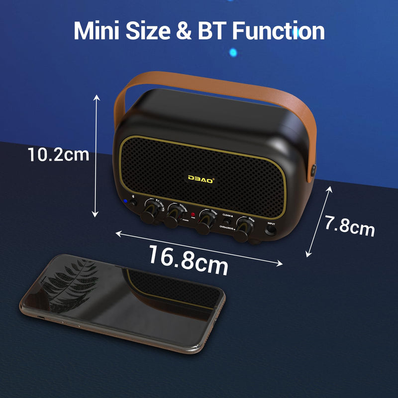 Mini Guitar Amplifier for Electric Guitars 5W Two Speakers Rechargeable Portable Small Amplifier with Clean Overdrive Effects and Bluetooth