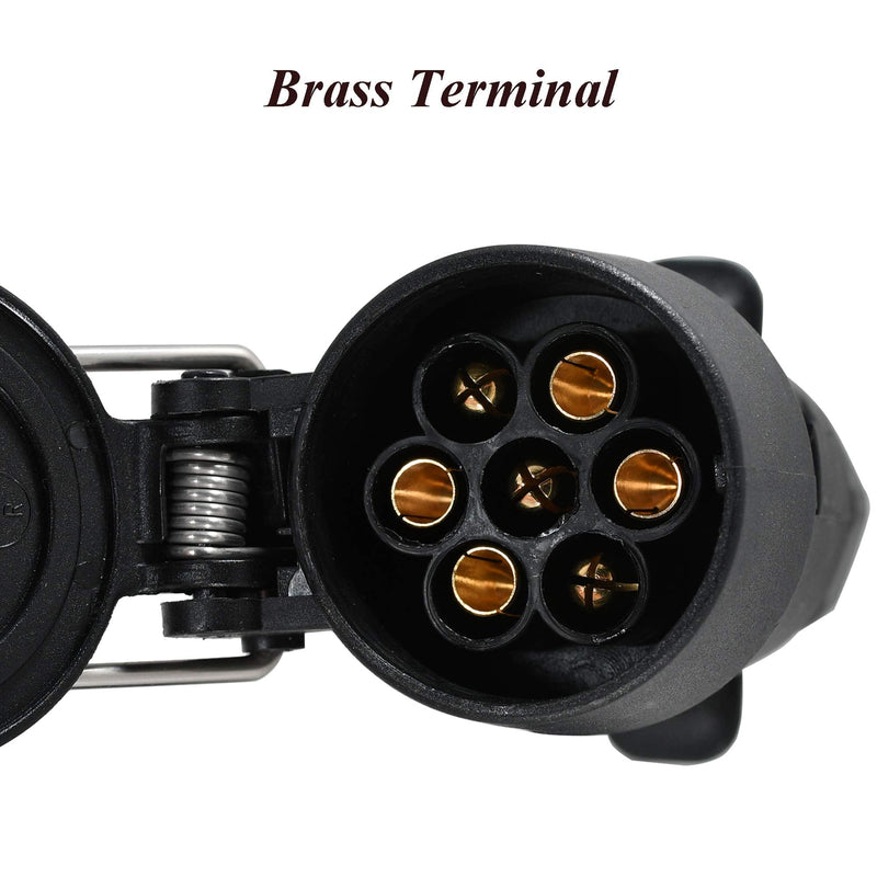 [AUSTRALIA] - Oyviny USA to EU Trailer Light Converter US Vehicle 7-Way Blade Socket Adapter to European Trailer 7-Pin Round Connector Plug and Play Trailer Converter Waterproof (Color:Black) 