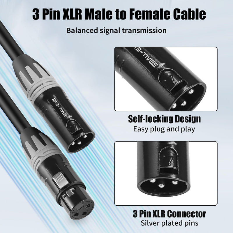 [AUSTRALIA] - XLR Cables 1 Foot,3-Pin XLR Male to Female Microphone Cables,Pro Grade 22 AWG (OFC) Balanced XLR Short cables- 2 Pack 1 Feet 