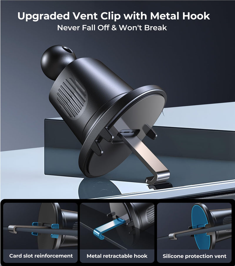 New 2025 Vacuum Magnetic Phone Suction Holder, 15W Wireless Charger for MagSafe Car Mount & Dashboard Windshield Vent Holder, All-Weather Suction for Uber, iPhone 16/15/14 Pro Max Plus