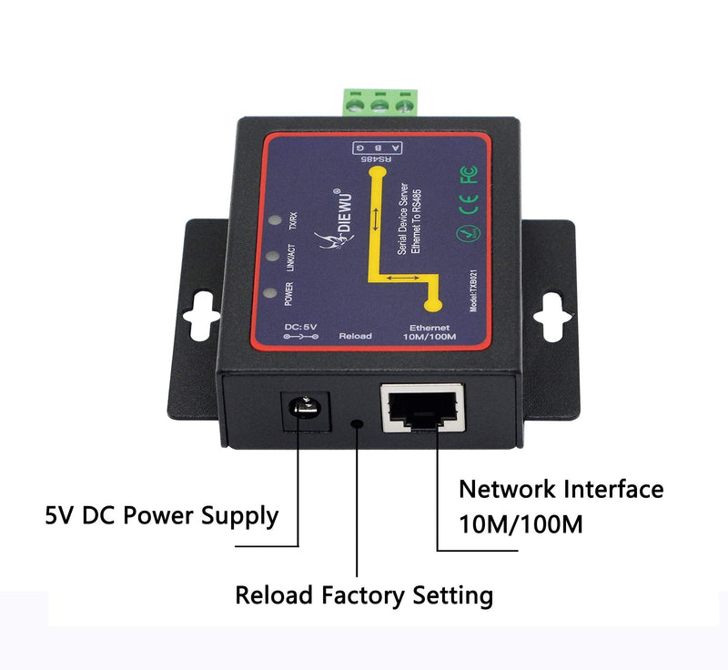 CERRXIAN RS485 to Ethernet RJ45 TCP / IP Serial Device Server Converter Transparent Transmission Serial Data Communication Device Support Web Management System