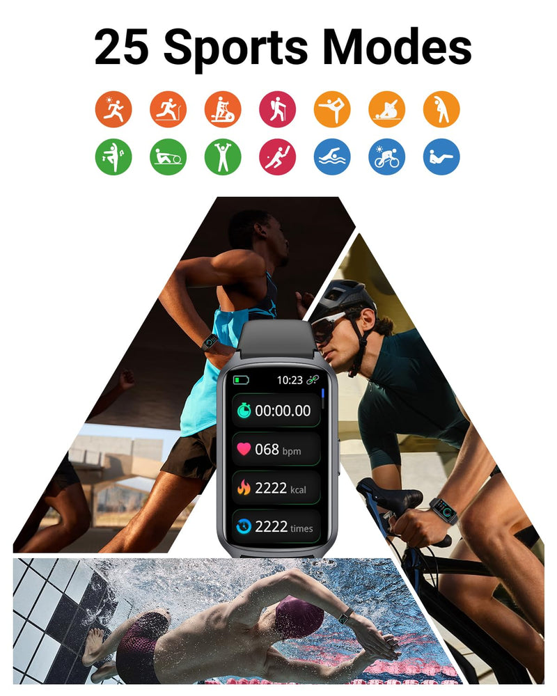 Amzhero Health Fitness Tracker with 24/7 Heart Rate, Blood Oxygen, Blood Pressure, Sleep Tracker, 5ATM Waterproof Activity Trackers with Step Tracker, Pedometer (S & L Bands Included) Spaceblack