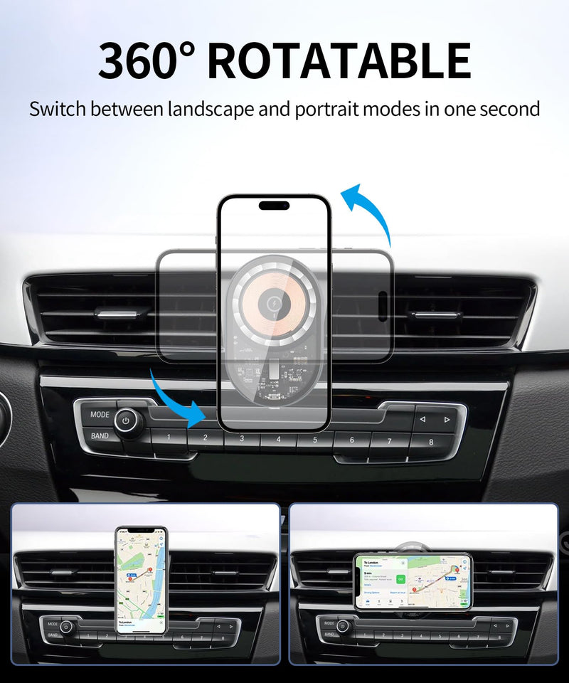 15W Wireless Charging Car Phone Holder for BMW X1 2016-2022,X2 2018-2023 | Magsafe Accessories Fast Charging Magnetic cell phone Holder Clip Compatible with iPhone Android, 3D Fit Vehicle Phone Stand