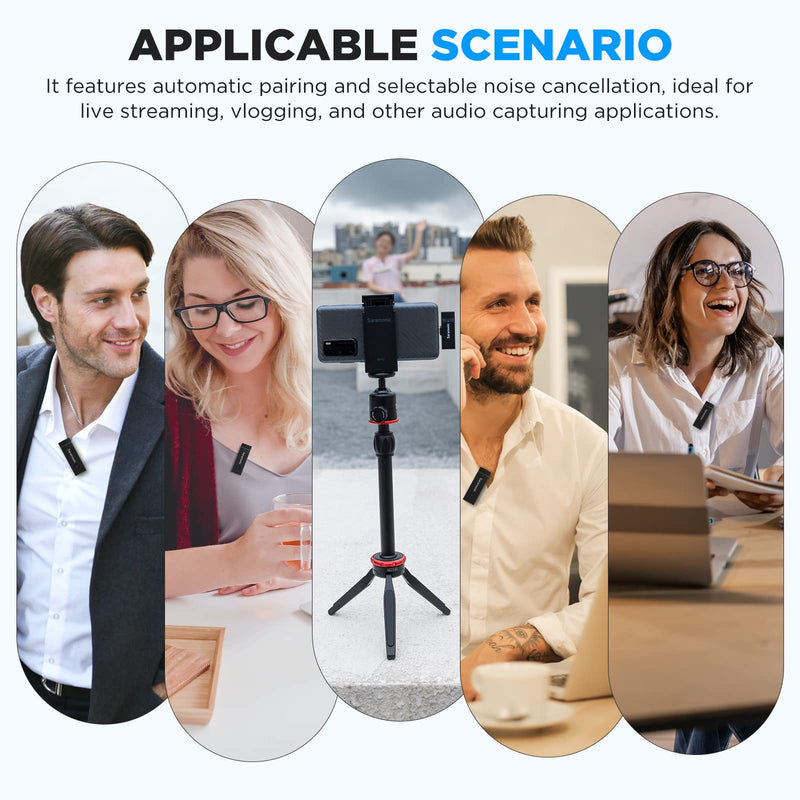 Saramonic Wireless Lavalier Microphone System For iPhone iPad 2.4Ghz Professional Clip On Lapel Condenser Plug-Play Mic For Vlog Interview Live Streaming Recording Video Youtube SR-Blink Go-U1 (TX+RX)