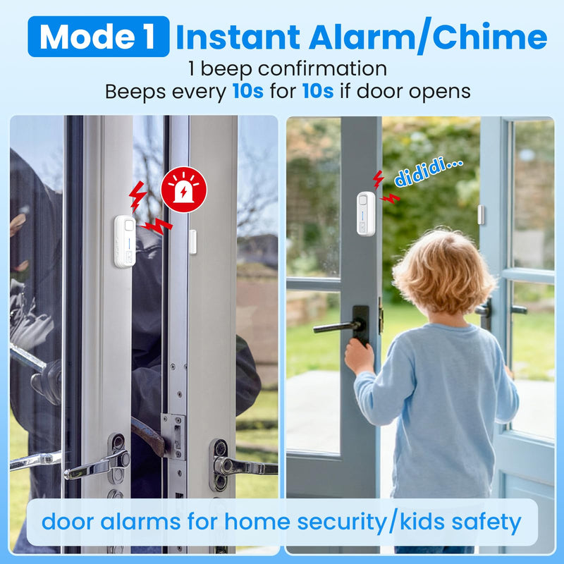 [AUSTRALIA] - SanJie Door Left Open Alarm with Delay(Instant/30s/1min/2min/4min),Window Fridge Door Alarm for Kids Safety,Volume Adjustment Mute-120dB,2 Tones,5 Modes,Ajar Alert for Freezer Garage Home,3 Sensor 3 Sensors 