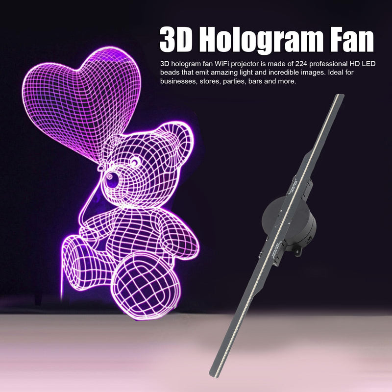 [AUSTRALIA] - 3D Hologram Fan 16.5in 2000x224 3D Projector with 224 LED Light Beads, Borderless Images, Custom Editing for Business Store Advertising 100-240V 