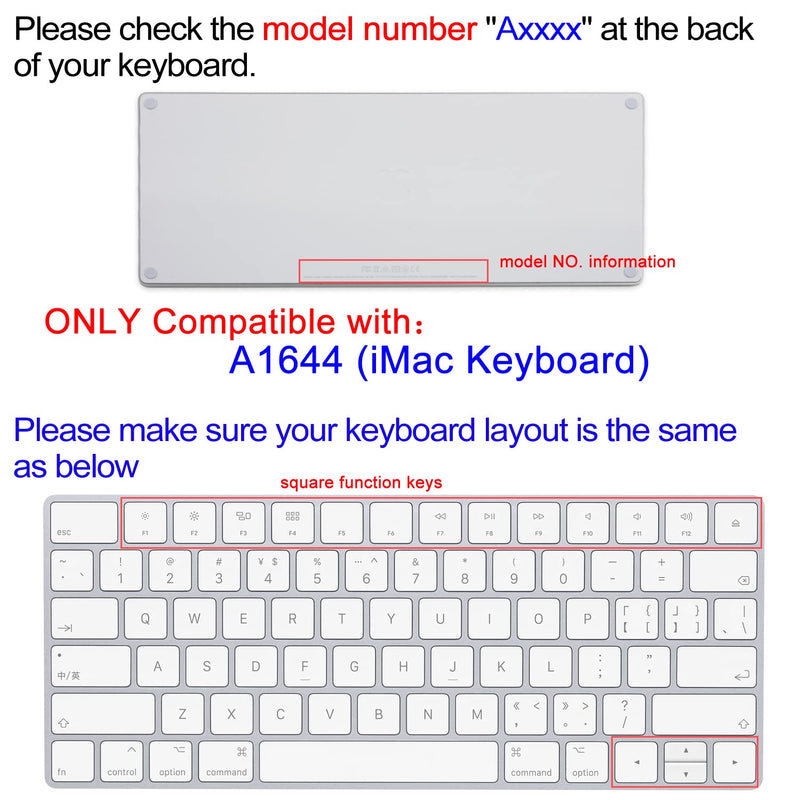 SANFORIN Keyboard Cover Skin for Apple iMac Wireless Magic Keyboard 2nd Gen MLA22LL/ A (Model: A1644), Silicone Skin Protector with Big Letter Design, US Layout, Flowers for Wireless Magic Keyboard (Model:A1644)
