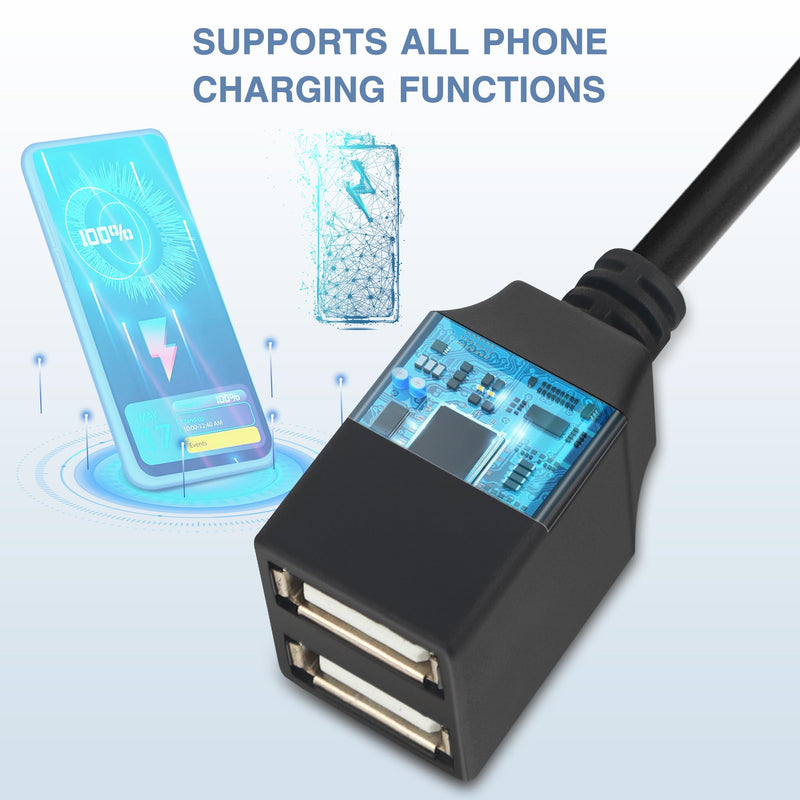 OBD Constant Power Cable for Dash Camera,Compatible with Garmin Dash Cam,OBDII Adapter Cable with Dual USB Interfaces,24 Hours Surveillance/Acc Mode with Low Voltage Protection 11.6-36V to 5V 3A OBD Constant Power Cable