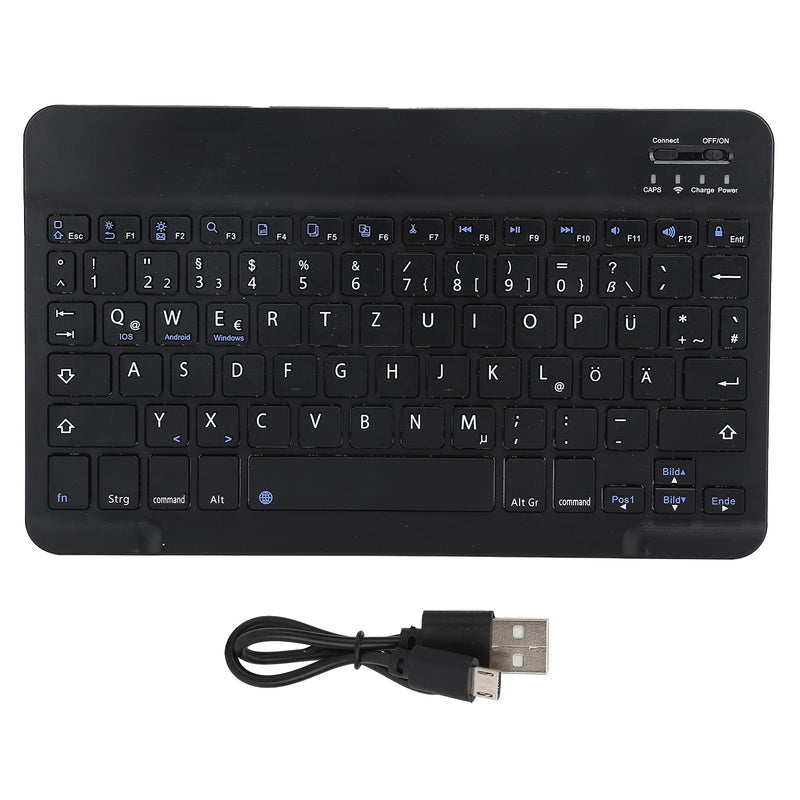 German Keyboard 10Inch Keyboard German Layout USB Computer Keyboard for Laptops, PC(Black) black