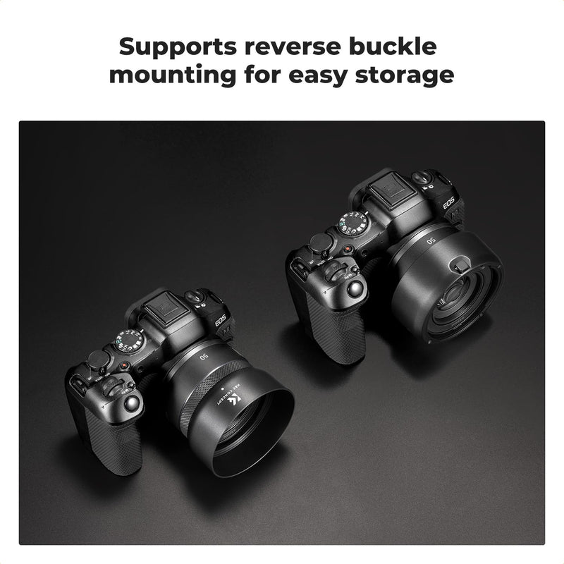 K&F CONCEPT Lens Hood Compatible with Canon RF 50mm F1.8 STM Lens, Reversible Snap on Camera Lens Shade Replacement of ES-65B Hood, Compatible with 43mm Filters and Lens Cap
