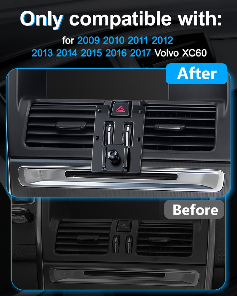 ELOHEI Custom Fit Phone Mount for Volvo XC60 with Custom Base | Specifically Design Car Phone Holder for Volvo XC60 2009-2017 Car Accessories for 2009-2017 Volvo XC60